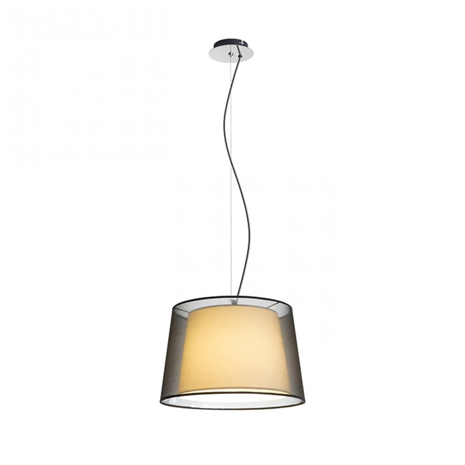 Rendl ESPLANADE 1 ágú függeszték, dupla bura, a belső bura színe fehér, fekete, E27 foglalattal, max. 42W, R12483