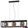 Kép 1/2 - Eglo 390091 Cordoba több ágú függeszték, fekete kerettel és üveg gömb burákkal, textil kábellel, réz, E27 foglalattal, max. 3x40W, IP20