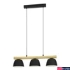 Kép 1/4 - Eglo 43739 Sherburn több ágú függeszték, 3db foglalattal, fa díszítéssel, fekete, E27 foglalattal, max. 3x40W, IP20
