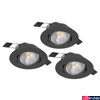 Kép 1/5 - Eglo 900747 Saliceto beépíthető lámpa, süllyesztett spot, 3db/csomag, 8,8cm, fekete, 1350 lm, 2700K melegfehér, beépített LED, 3x6W, IP20