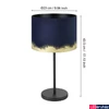 Kép 4/6 - Eglo 39975 Casuarita asztali lámpa, bársony burával, arany részletekkel, 53cm, zsinórkapcsolóval, kék, E27 foglalattal, max. 1x40W, IP20