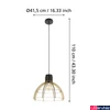 Kép 4/5 - Eglo 43767 Stillington 1 ágú függeszték, fekete díszítéssel, arany, E27 foglalattal, max. 1x40W, IP20