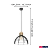 Kép 4/5 - Eglo 43769 Stillington 1 ágú függeszték, fa díszítéssel, fekete, E27 foglalattal, max. 1x40W, IP20