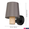 Kép 2/3 - Eglo 43783 Edale fali lámpa, textil burával, fa díszítéssel, barna, E27 foglalattal, max. 1x40W, IP20