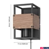 Kép 3/4 - Eglo 43806 Evesham fali lámpa, fa részletekkel, zsinórkapcsolóval, fekete, E27 foglalattal, max. 1x40W, IP20