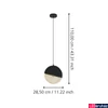Kép 3/4 - Eglo 43811 Mumbles 1 ágú függeszték, arany rácsos felülettel, fekete, E27 foglalattal, max. 1x40W, IP20