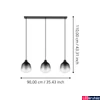 Kép 3/4 - Eglo 43822 Sedbergh több ágú függeszték, fekete-szürke-átlátszó átmenetes üvegbura, füst, E27 foglalattal, max. 3x40W, IP20