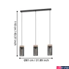 Kép 3/4 - Eglo 43834 Kilnsdale több ágú függeszték, fémrács burával, fa részletekkel, fekete, E27 foglalattal, max. 3x40W, IP20