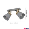 Kép 3/4 - Eglo 43836 Twicken fali/mennyezeti lámpa, 2db spotfejjel, arany díszítéssel, szürke, E27 foglalattal, max. 2x40W, IP20