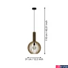 Kép 3/4 - Eglo 900151 Velasco 1 ágú függeszték, fa, E27 foglalattal, max. 1x40W, IP20