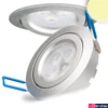 Kép 1/3 - Süllyesztett LED lámpa, ezüst, 8W, 420 lm, 2700K melegfehér, 72°, fényerőszabályozható