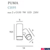 Kép 2/2 - Maxlight PUMA mennyezeti lámpa, fekete, LED-GU10, foglalattal, 2x5W, MAXLIGHT-C0195