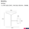 Kép 4/4 - Maxlight HANA fali lámpa, arany, 3000K melegfehér, beépített LED, 540 lm, 1x6W, MAXLIGHT-W0304