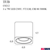 Kép 4/5 - Maxlight TUB mennyezeti lámpa, fekete, 3000K melegfehér, beépített LED, 572 lm, 1x7W, MAXLIGHT-C0212