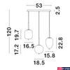 Kép 2/2 - Nova Luce LATO függeszték, fekete, E14 foglalattal, max. 3x5W, 9624099