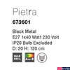 Kép 4/5 - Nova Luce PIETRA 1 ágú függeszték, fekete, E27 foglalattal, max. 1x40W, 673601
