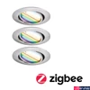 Kép 1/9 - Paulmann 92467 LED Recessed Base Coin spotlámpa, szálcsiszolt, 3000K-6500K változtatható, 420 lm, IP20