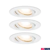 Kép 1/4 - Paulmann 92898 Nova fürdőszobai beépíthető lámpa, 93 mmx93 mm, kerek, 3db-os szett, billenthető, fényerőszabályozható, fehér, 2700K melegfehér, 3x GU10 foglalat, 460 lm, IP65