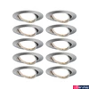 Kép 1/6 - Paulmann 93399 beépíthető lámpa, 90 mmx90 mm, kerek, spotkeret, 10db-os szett, billenthető, szálcsiszolt, GU10 foglalat, IP20