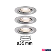 Kép 1/6 - Paulmann 94295 Nova Mini beépíthető lámpa, kerek, 3db-os szett, billenthető, szálcsiszolt, 2700K melegfehér, 3x Coin foglalat, 310 lm, IP23