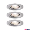 Kép 2/6 - Paulmann 94295 Nova Mini beépíthető lámpa, kerek, 3db-os szett, billenthető, szálcsiszolt, 2700K melegfehér, 3x Coin foglalat, 310 lm, IP23