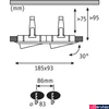 Kép 2/4 - Paulmann 92902 Nova fürdőszobai beépíthető lámpa, 93 mmx185 mm, négyzet, dupla, billenthető, fényerőszabályozható, króm, 2700K melegfehér, 1x 2x GU10 foglalat, 460 lm, IP65