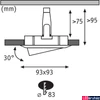 Kép 2/4 - Paulmann 92904 Nova fürdőszobai beépíthető lámpa, 93 mmx93 mm, négyzet, billenthető, fényerőszabályozható, króm, 2700K melegfehér, GU10 foglalat, 460 lm, IP65
