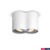Kép 1/4 - Philips Hue Pillar fehér mennyezeti dupla spotlámpa, billenthető spotfejjel, White Ambiance, 2x5,5W, 700lm, 2200-6500K változtatható fehér, 2xGU10 LED fényforrás + DimSwitch, 8719514338463