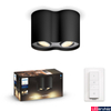 Kép 1/6 - Philips Hue Pillar fekete mennyezeti LED lámpa 2xGU10 spot, White Ambiance, 2200K-6500K + DimSwitch, Bluetooth+Zigbee, 8719514338425