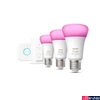 Kép 1/4 - Philips Hue White and Color Ambiance E27 LED kezdőcsomag, 3xE27, 9W, 1100lm, RGBW 2000-6500K, + Bridge + DimSwitch, 8719514291355