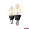 Kép 1/3 - Philips Hue White E14 LED gyertya filament vintage fényforrás dupla csomag, 2xE14, 4,5W, 300lm, 2100K ultra-melegfehér, 8719514302211