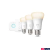 Kép 1/4 - Philips Hue White E27 LED kezdőcsomag, 3xE27, 9,5W, 1055lm, 2700K melegfehér + Bridge + DimSwitch, 8719514289130