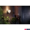 Kép 3/4 - Philips Hue Tuar kültéri inox fali lámpa, White, 9W, 806lm, 2700K melegfehér, 1xE27 LED fényforrás, IP44, 1740447P0