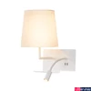 Kép 1/9 - Fali lámpa, olvasókar, polc, 2xUSB csatlakozó, bal, fehér, 3000K melegfehér, 120 lm, 110°, SLV Somnila Flex 1003459