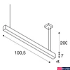 Kép 2/2 - 1 ágú függeszték, 1m, fekete, 3000K melegfehér, 2850 lm, CRI 80, UGR 28, SLV Glenos 1001400