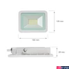 Kép 5/5 - Kültéri Reflektor, fehér, 4000K melegfehér, beépített LED, 2650/2750 lm, CRI 80, 100°, SPECTRUM LED SLI029043NW