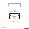 Kép 2/7 - Topmet Slim8 lapos alumínium LED U-profil, fekete eloxált (előlap: A) - 89030021 - szálban