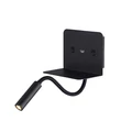 Azzardo Vera fali lámpa, polc funkcióval, usb csatlakozóval, kapcsolóval, fekete, 3000K melegfehér, beépített LED, 6+3W, 510 lm, AZ-3201