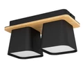 Eglo 390007 Ruscio mennyezeti lámpa, 2db lámpafejjel, természetes fa részletekkel, fekete, E27 foglalattal, max. 2x40W, IP20