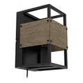 Eglo 43806 Evesham fali lámpa, fa részletekkel, zsinórkapcsolóval, fekete, E27 foglalattal, max. 1x40W, IP20