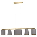 Eglo 99487 Almeida 2 több ágú függeszték, réz színű lámpatest, textil burával, szürke, E14 foglalattal, max. 5x40W, IP20