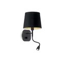 IDEAL LUX NORDIK fali lámpa E14 foglalattal, LED olvasólámpával, max. 40W, 1W LED, 45 lm, 3000K melegfehér, 18x48 cm, fekete 158242