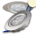 Süllyesztett LED spotlámpa, ezüst, 15W, 800 lm, 2700K melegfehér, 72°, fényerőszabályozható