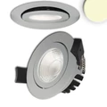 Süllyesztett LED lámpatest, ezüst, kerek, 8W, 36°, 650lm, 3000K melegfehér, IP65, CRI94, fényerőszabályozható
