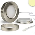 AmpSystem süllyeszthető bútorvilágító LED, 3W, 160lm, 2800K melegfehér, CRI80, IP52, 120°, 7cm átmérő, ezüst, fényerőszabályozható