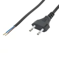 2 eres szerelt vezeték dugvillával, 2x0,75 mm2, fekete, 2 m, kapcsoló nélkül