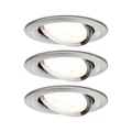 Paulmann 93465 Nova beépíthető lámpa, 84 mmx84 mm, kerek, 3db-os szett, billenthető, 3-step-dimming, szálcsiszolt, 2700K melegfehér, 3x GU10 foglalat, 460 lm, IP23
