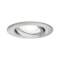 Paulmann 93671 Nova Plus fürdőszobai beépíthető lámpa, 93 mmx93 mm, kerek, billenthető, fényerőszabályozható, szálcsiszolt, 4000K természetes fehér, GU10 foglalat, 470 lm, IP65