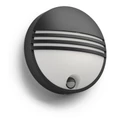 Philips Yarrow IR kültéri falra szerelhető mozgásérzékelős LED lámpa, fekete, 1x6W, 2700K melegfehér, 172973016