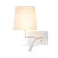 Fali lámpa, olvasókar, polc, 2xUSB csatlakozó, bal, fehér, 3000K melegfehér, 120 lm, 110°, SLV Somnila Flex 1003459